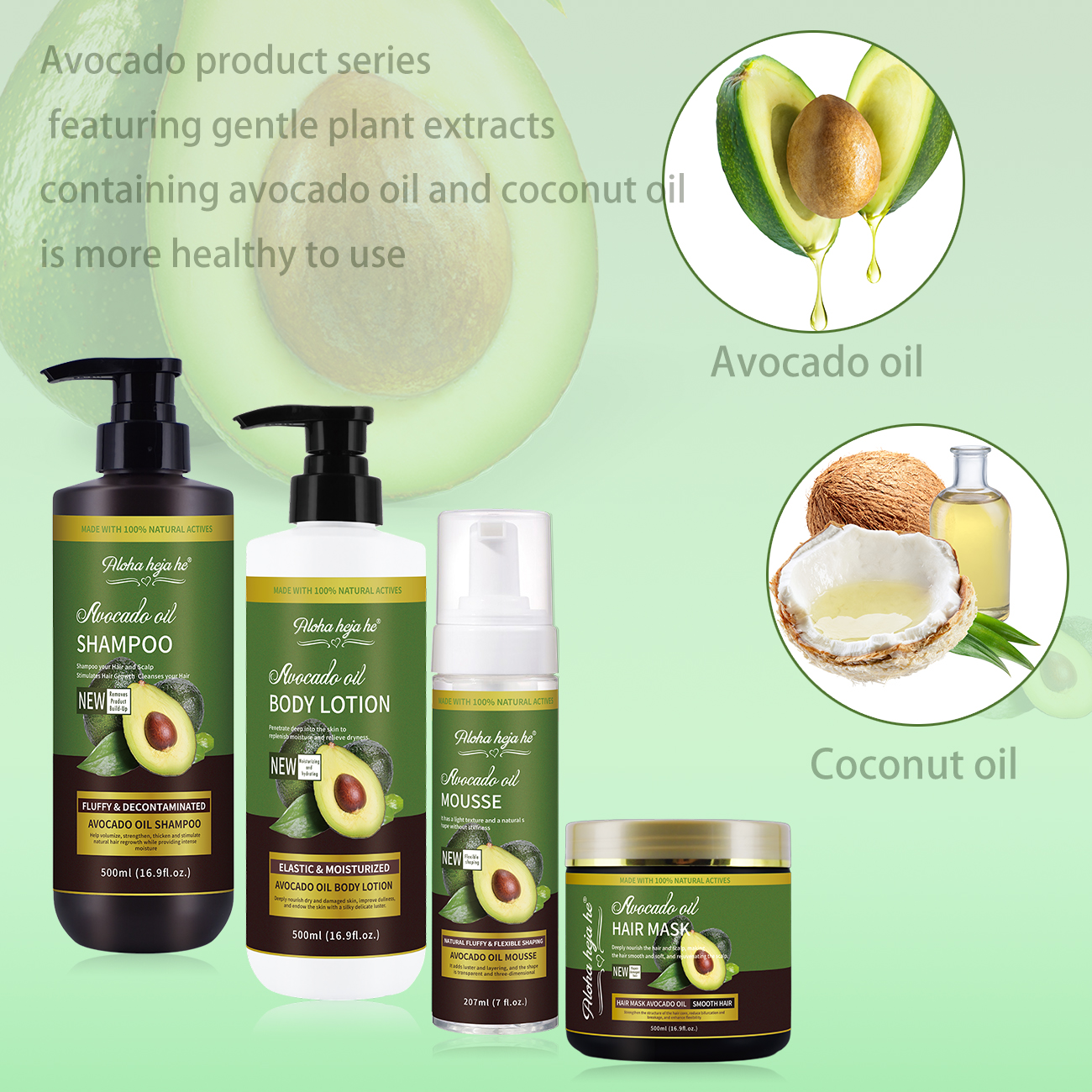 Most Popular Vegan Avocado Hair Care And Styling Kit Natural Skin Care Set With Lightening Nourishing Body Lotion Fragrance - Image 4