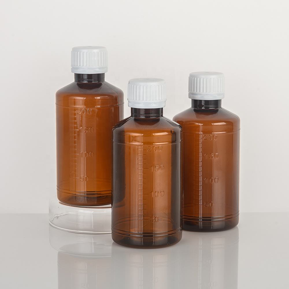 Wholesale High Quality 200ml Cough Syrup Medicine Medicine Packing Bottle PET Plastic Liquid Bottles with Anti-theft Cover