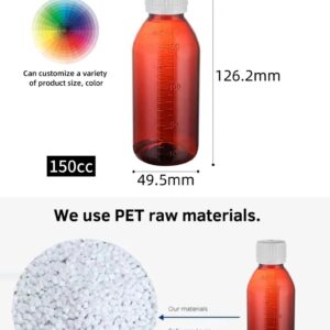 Alternative view of Factory Price 100cc 120cc 150cc Amber PET Plastic Small Mouth Bottle Cough Syrup Bottle Medical Liquid Bottle With Screw Cap