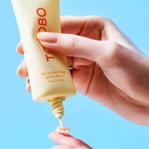 TOCOBO Vita Airy Sun Primer SPF50+ PA++++ Pore Covering Sunscreen Vegan Makeup Base Hypoallergenic Porcelain Skin Airy Texture