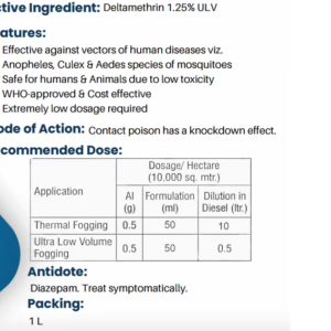 Alternative view of Deltamethrin 1.25 Percent ULV Professional Grade Insecticide for Dengue Malaria and Zika Mosquito Control Indoor and Outdoor Use